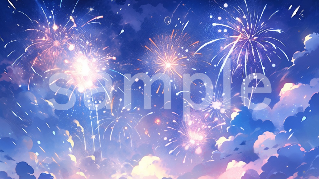 花火のイラスト背景素材 7枚セット