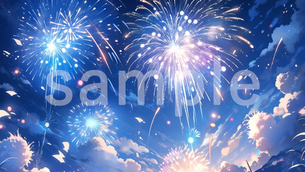 花火のイラスト背景素材 7枚セット