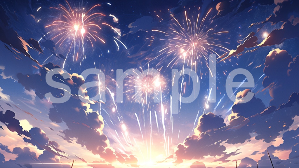 花火のイラスト背景素材 7枚セット