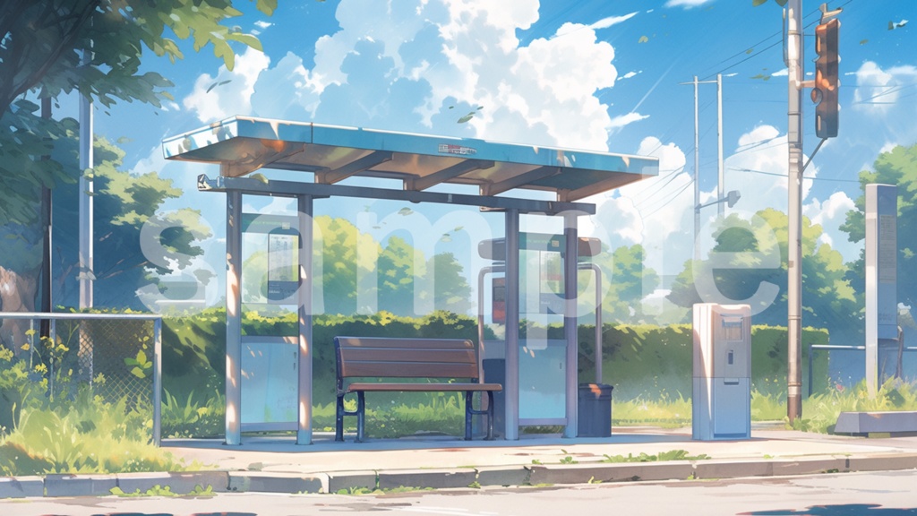 バス停のイラスト背景素材 7枚セット