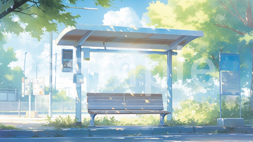 バス停のイラスト背景素材 7枚セット