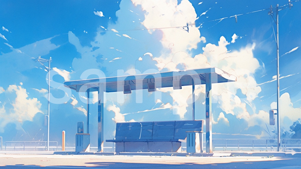 バス停のイラスト背景素材 7枚セット