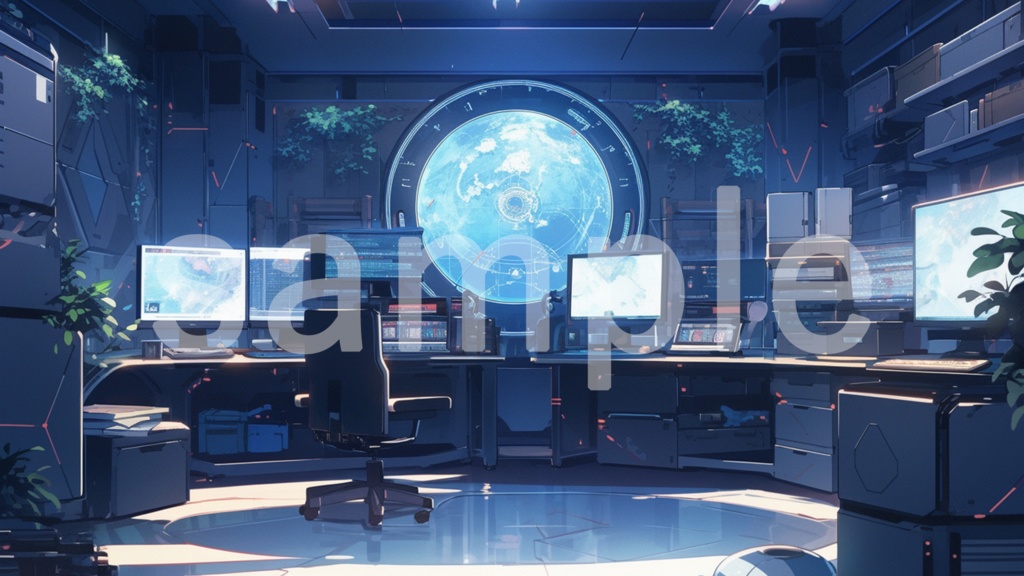 サイバーパンクな部屋のイラスト背景素材 7枚セット