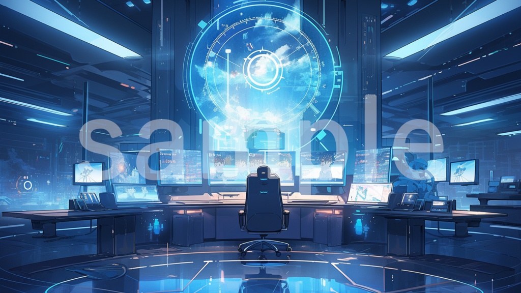 サイバーパンクな部屋のイラスト背景素材 7枚セット