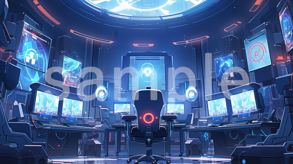 サイバーパンクな部屋のイラスト背景素材 7枚セット