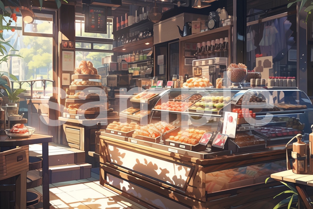 スイーツショップ/お店のイラスト背景素材 5枚セット