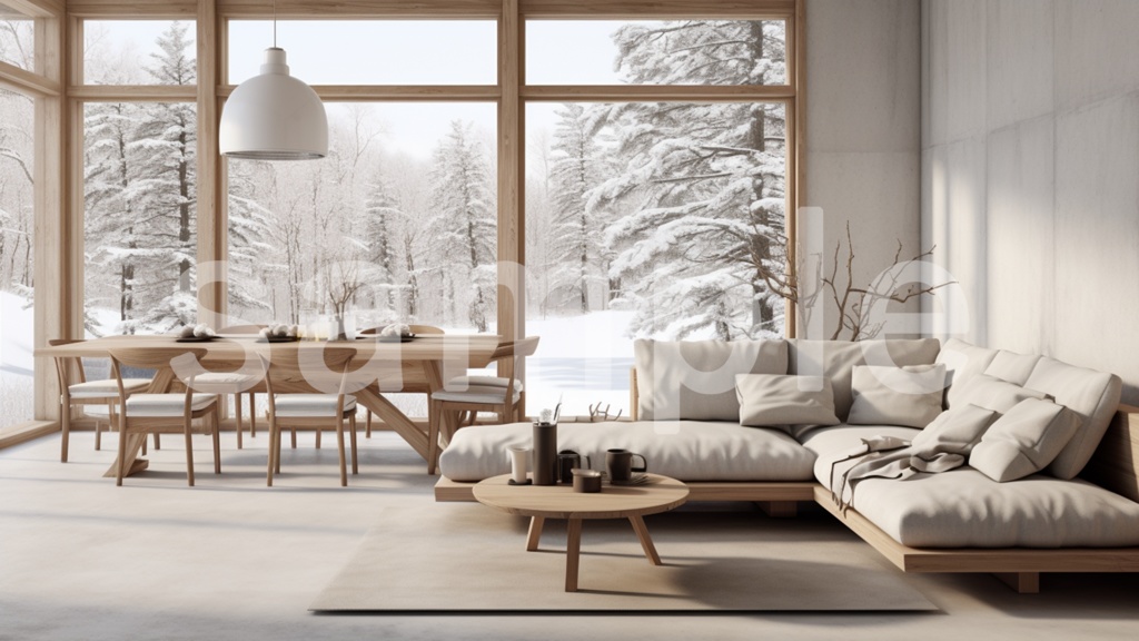 北欧風の部屋/インテリア イラスト背景素材 8枚セット