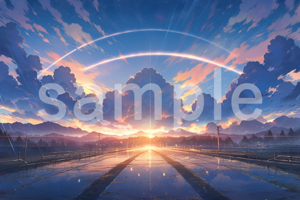 雨と虹のイラスト背景素材 5枚セット