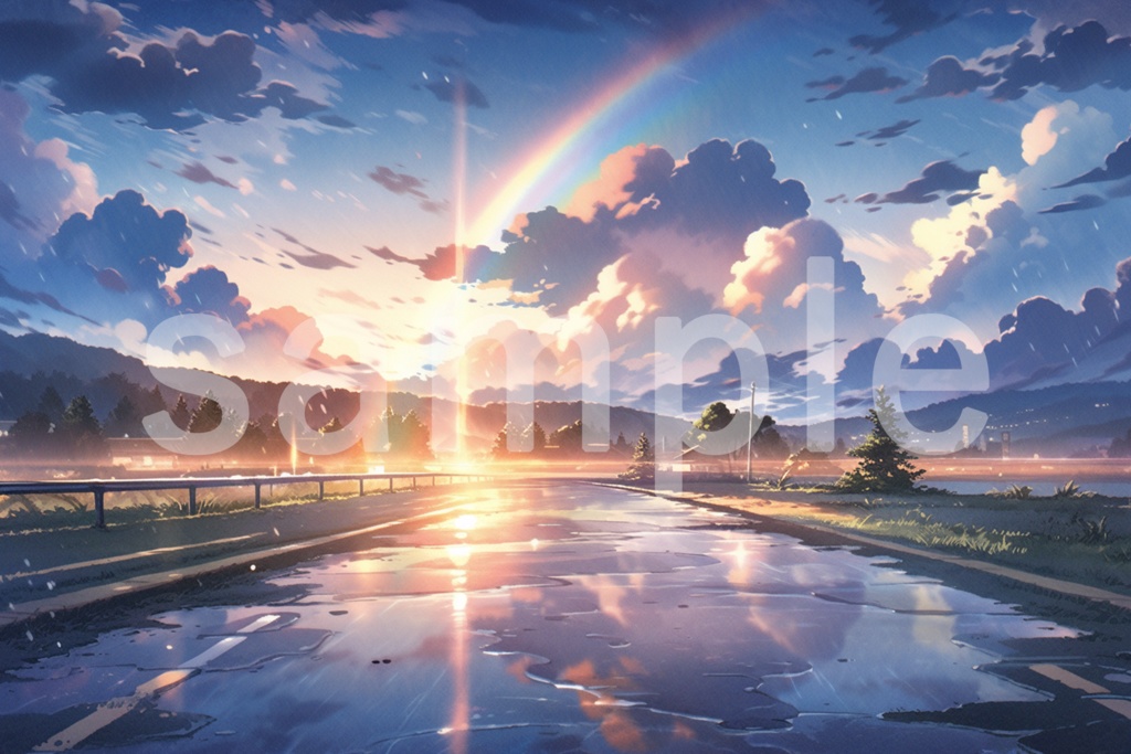 雨と虹のイラスト背景素材 5枚セット