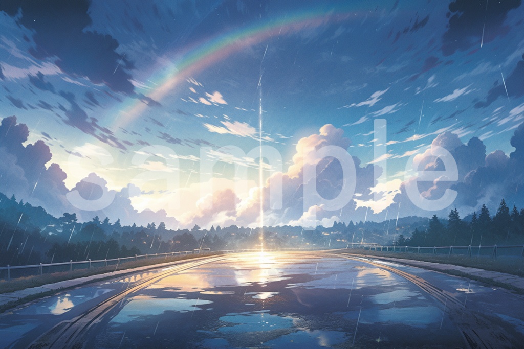 雨と虹のイラスト背景素材 5枚セット