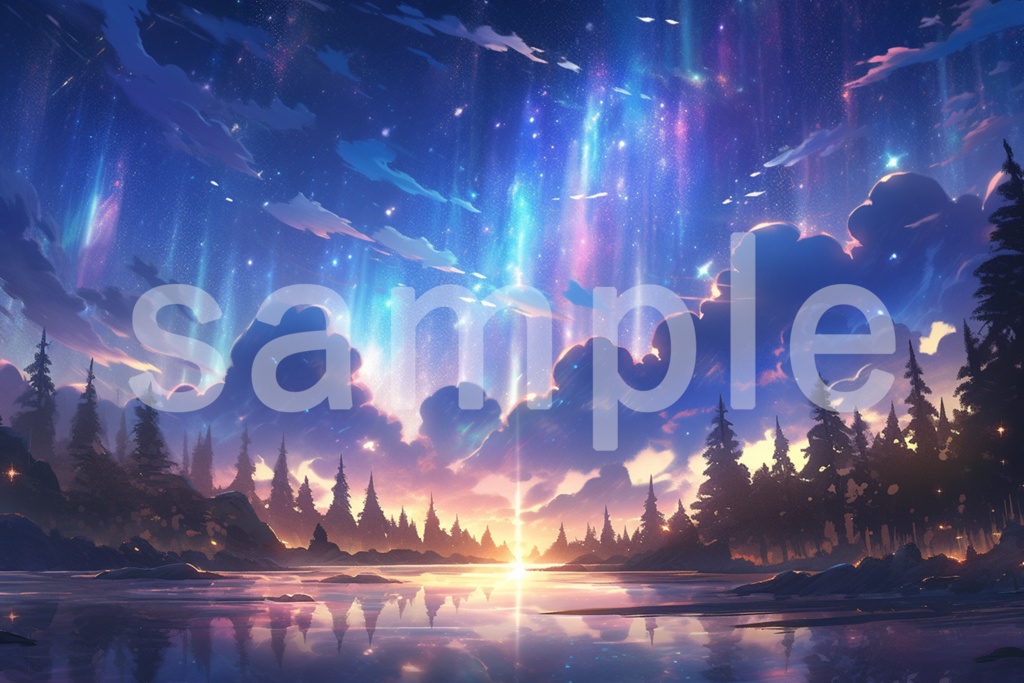 アニメ風 神秘的な森のイラスト背景素材 5枚セット