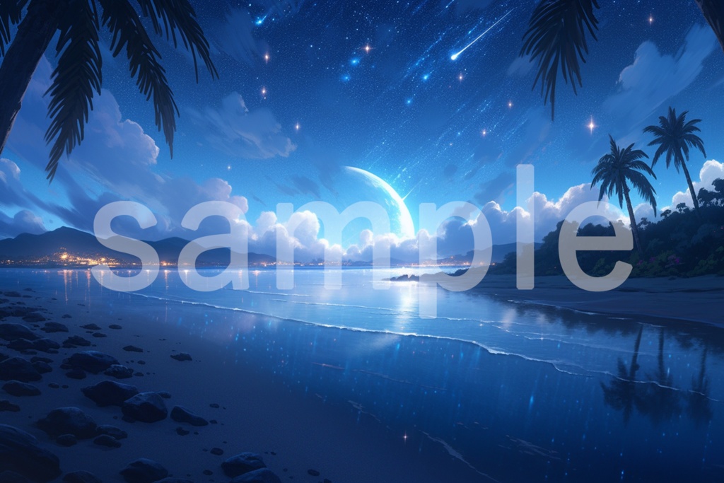 夜空と月のイラスト背景素材 5枚セット