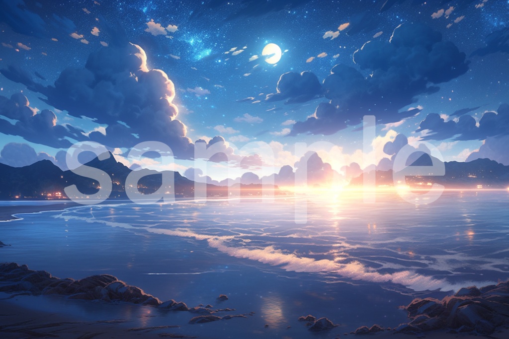 夜空と月のイラスト背景素材 5枚セット