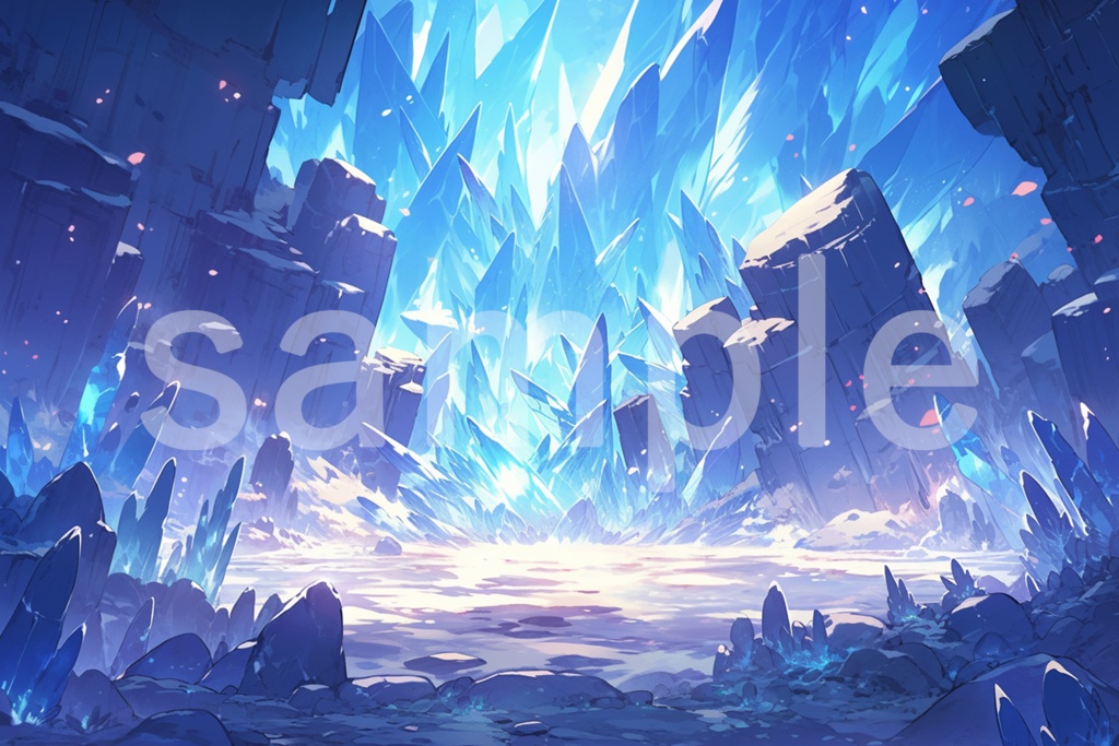 アニメ風 洞窟の中のクリスタル イラスト背景素材 5枚セット