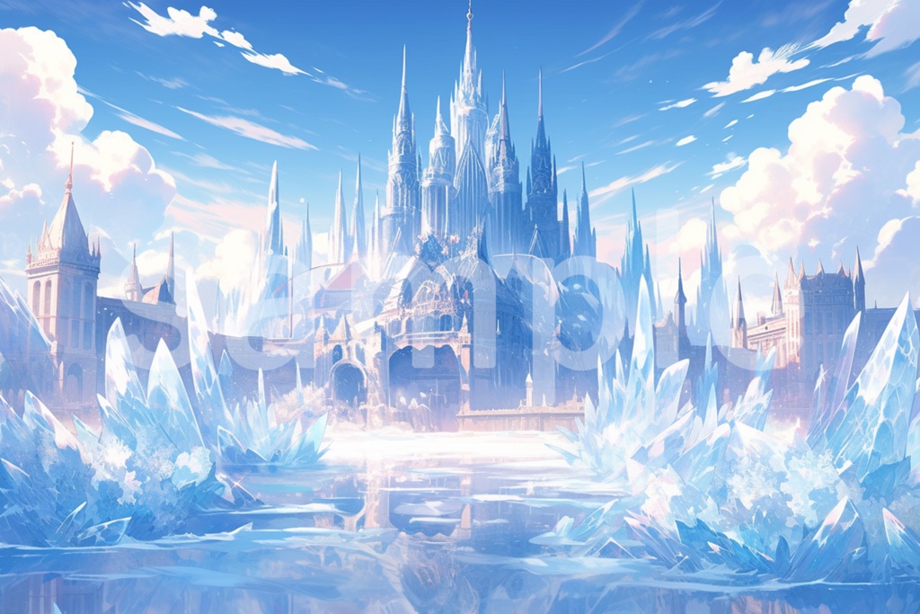 アニメ風 氷の宮殿 イラスト背景素材 5枚セット