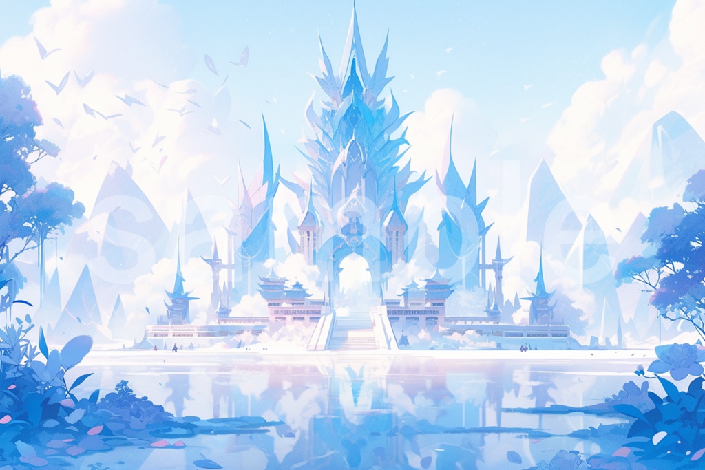 アニメ風 氷の宮殿 イラスト背景素材 5枚セット