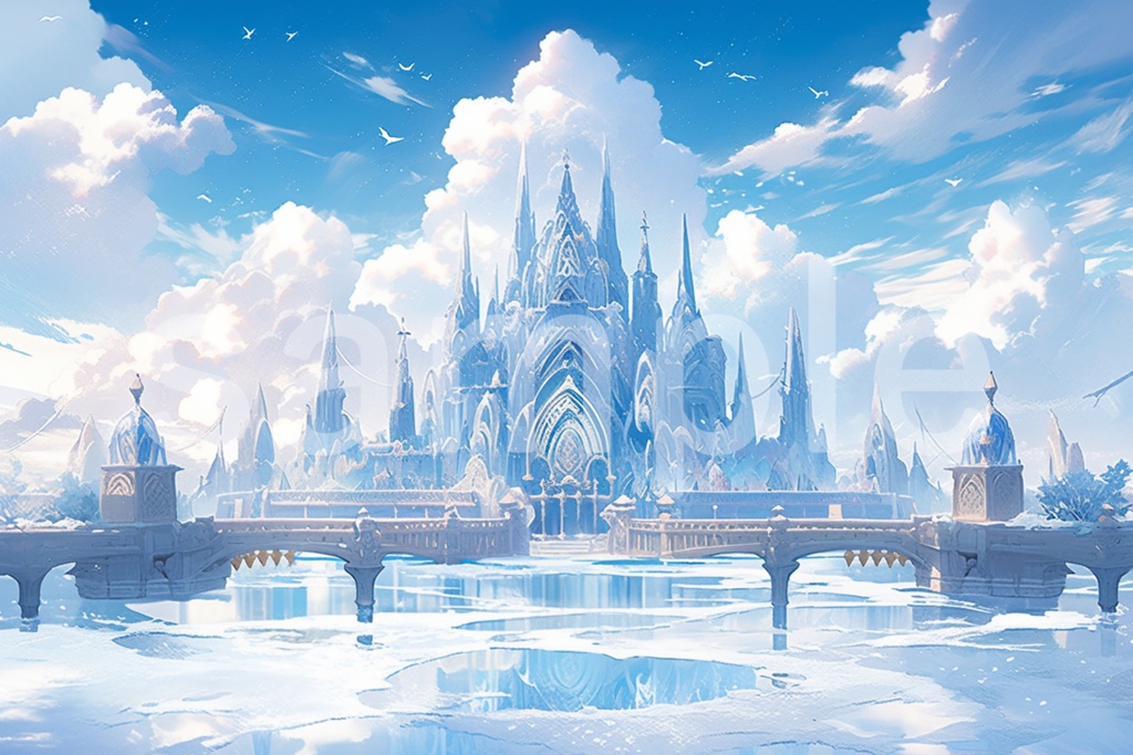 アニメ風 氷の宮殿 イラスト背景素材 5枚セット