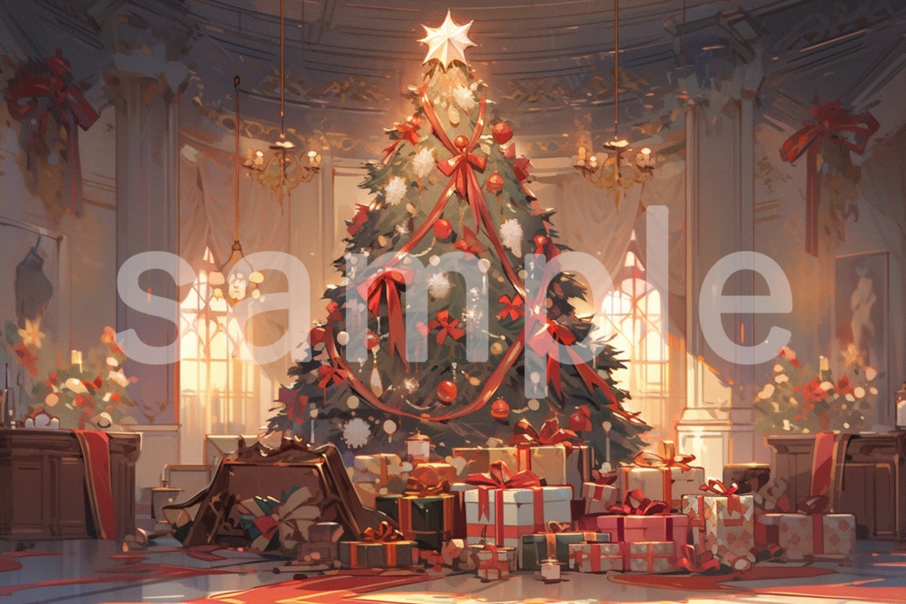 クリスマスツリーと暖炉のイラスト背景素材 5枚セット