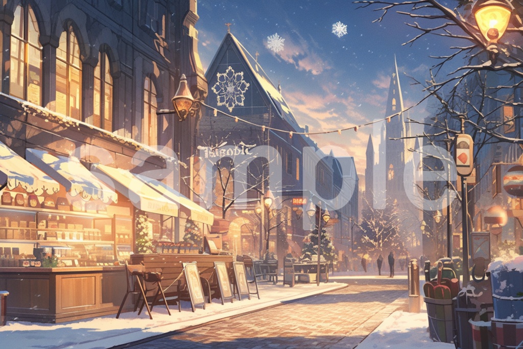 クリスマスの街並み イラスト背景素材 5枚セット