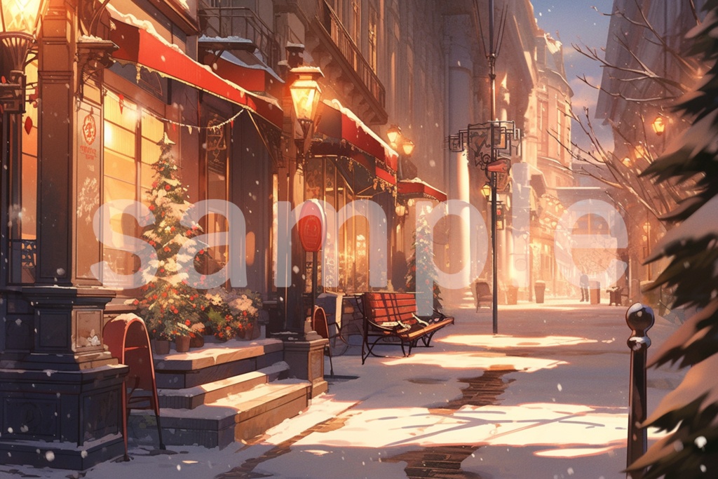 クリスマスの街並み イラスト背景素材 5枚セット