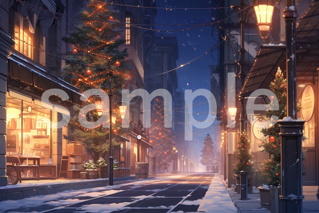 クリスマスの街並み イラスト背景素材 5枚セット
