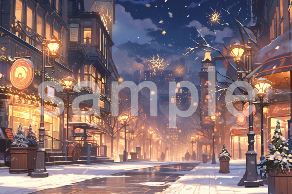 クリスマスの街並み イラスト背景素材 5枚セット