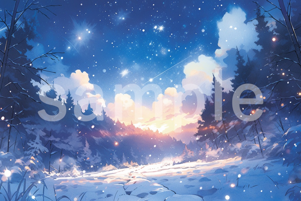 冬の夜 イラスト背景素材 5枚セット