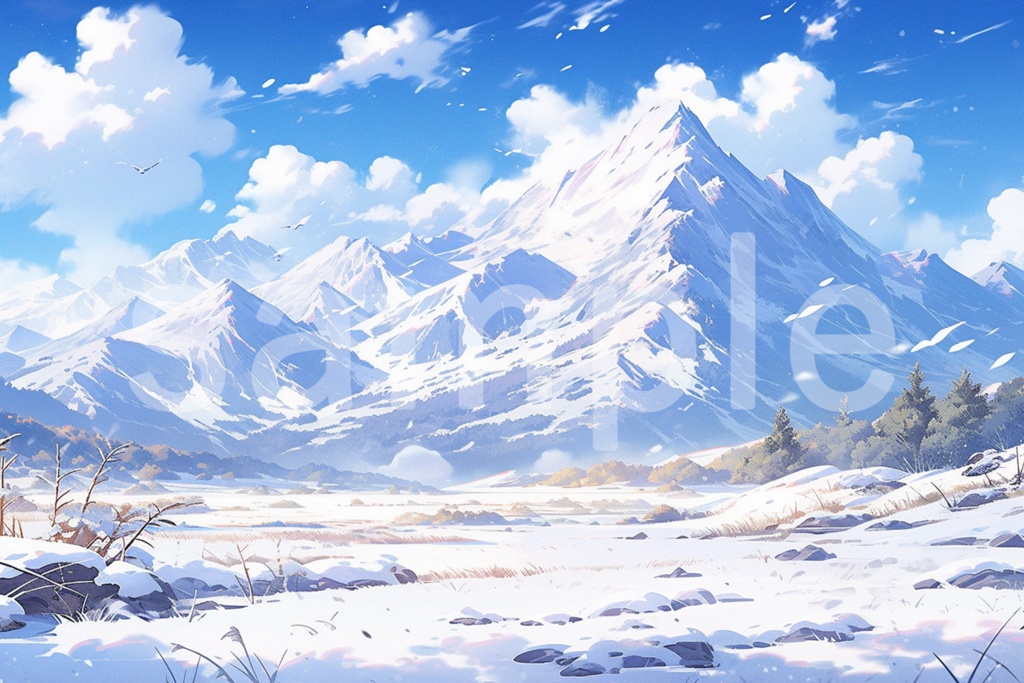 雪山のイラスト背景素材 5枚セット