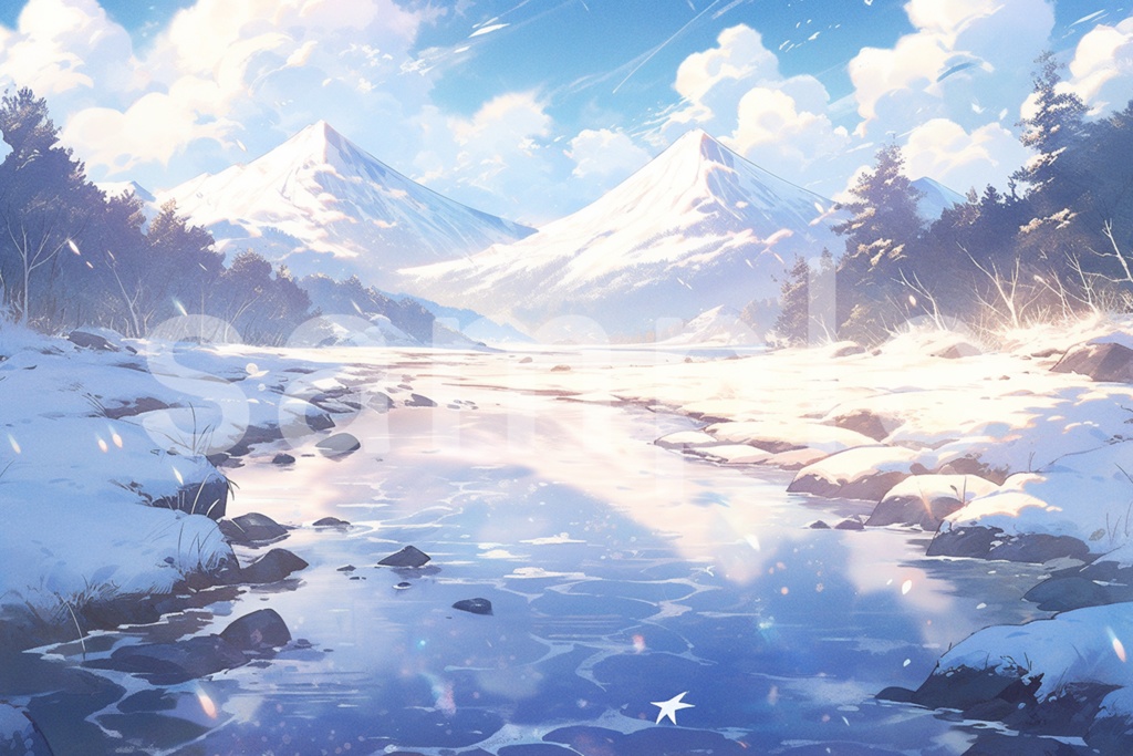 雪山のイラスト背景素材 5枚セット