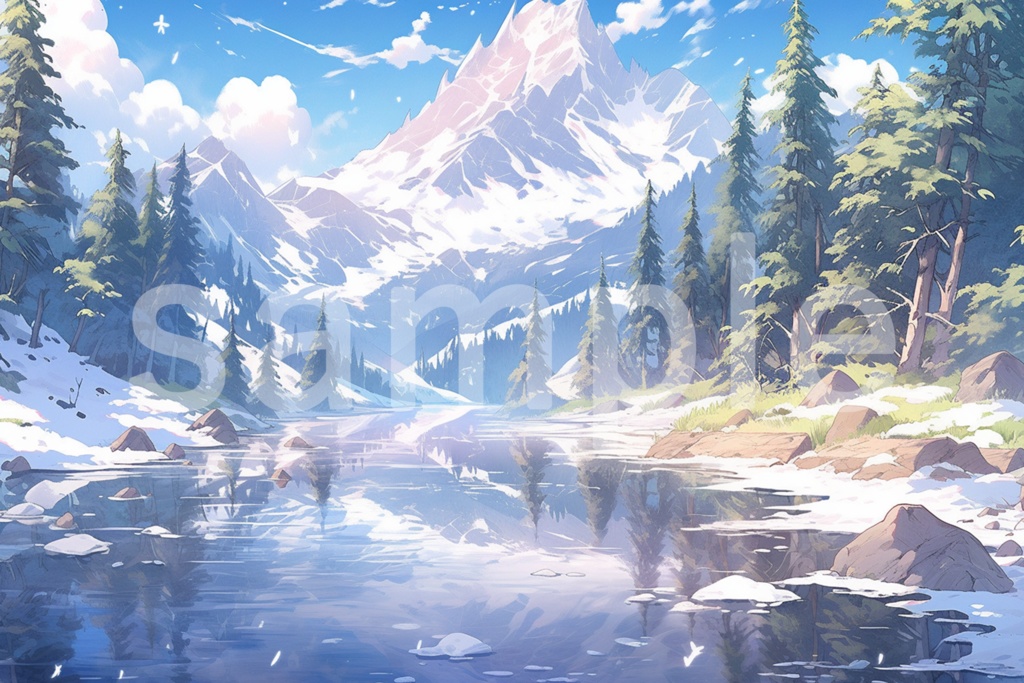 雪山のイラスト背景素材 5枚セット