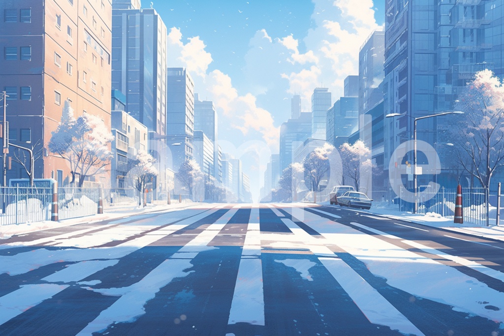 冬の街並みのイラスト背景素材 5枚セット