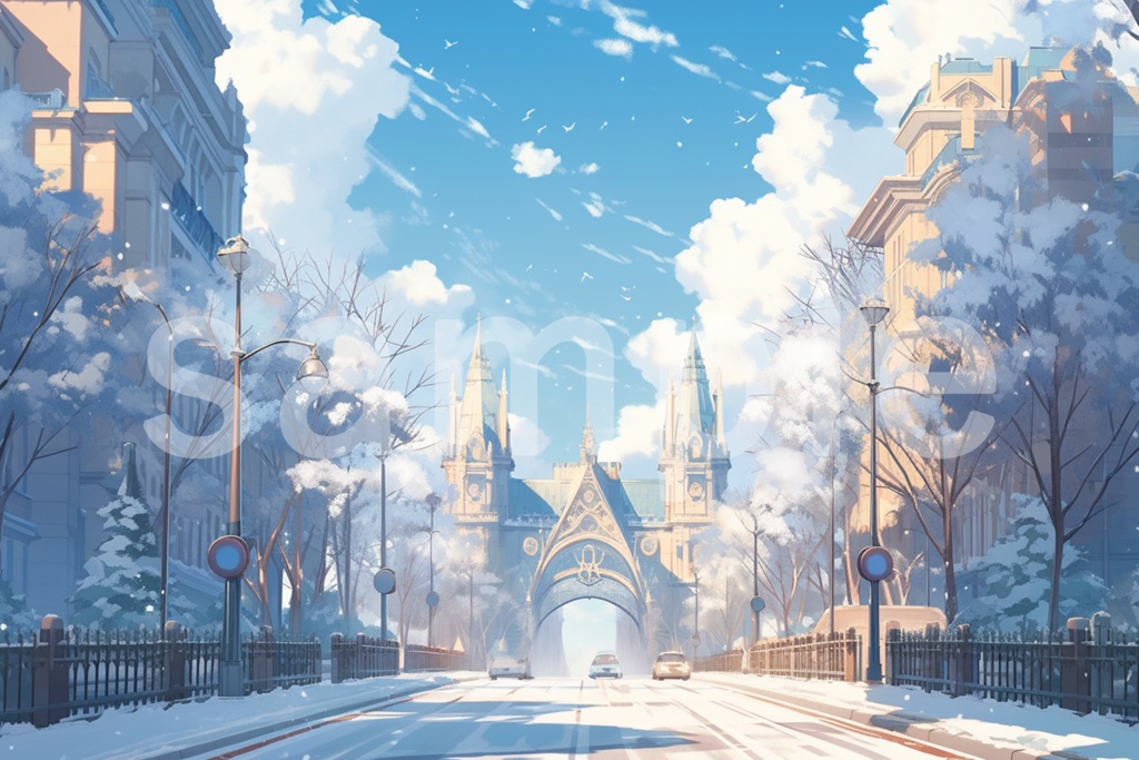 冬の街並みのイラスト背景素材 5枚セット