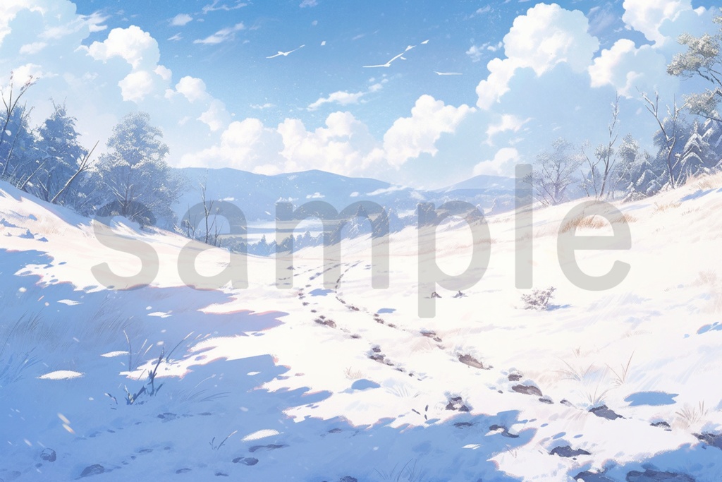 真っ白な雪原のイラスト背景素材 5枚セット