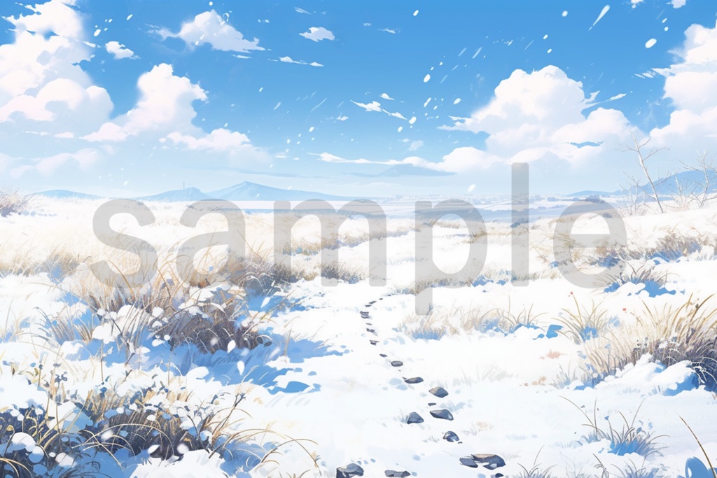 真っ白な雪原のイラスト背景素材 5枚セット