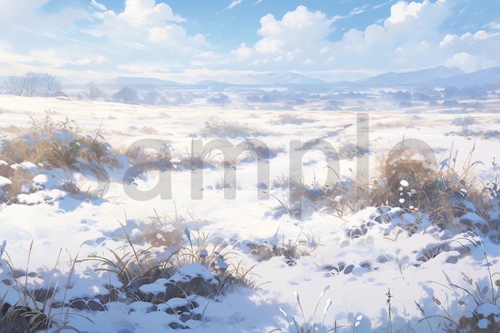 真っ白な雪原のイラスト背景素材 5枚セット