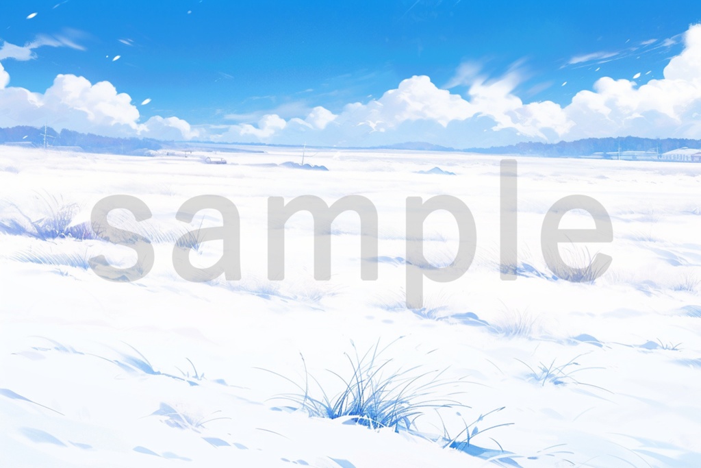 真っ白な雪原のイラスト背景素材 5枚セット