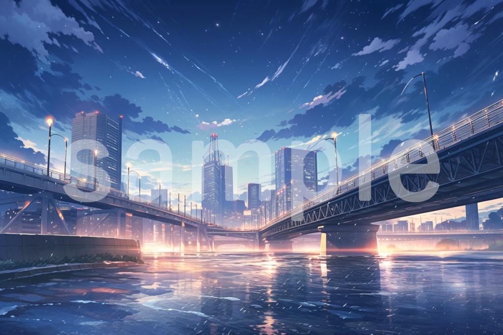 夜景のイラスト背景素材 5枚セット