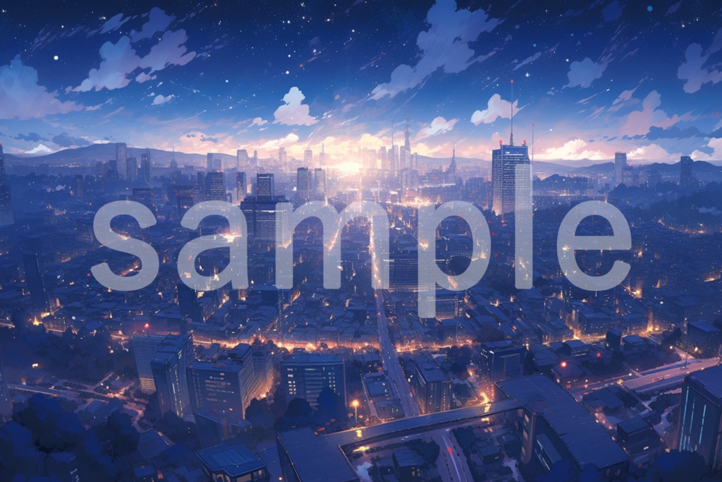 夜景のイラスト背景素材 5枚セット