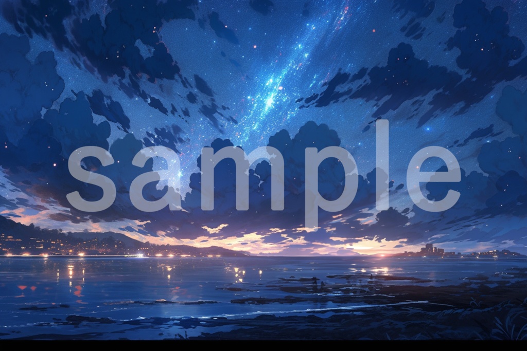 穏やかな夜のイラスト背景素材 5枚セット