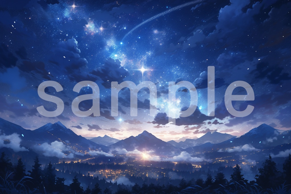 穏やかな夜のイラスト背景素材 5枚セット