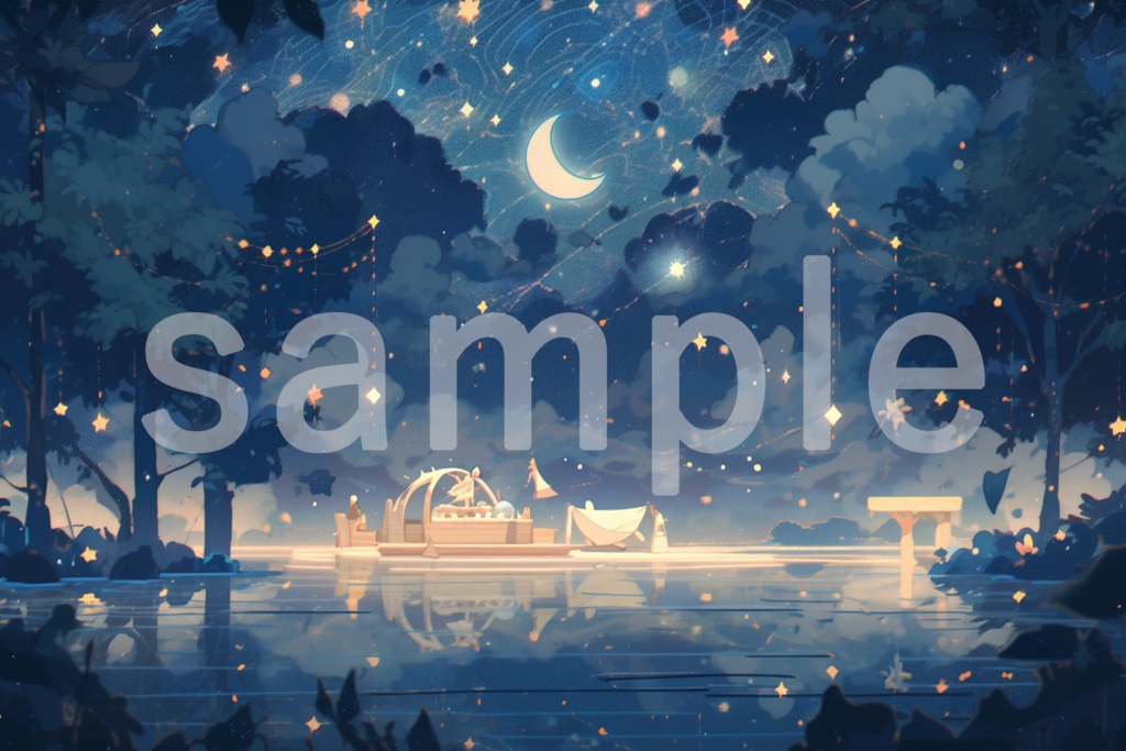 穏やかな夜のイラスト背景素材 5枚セット