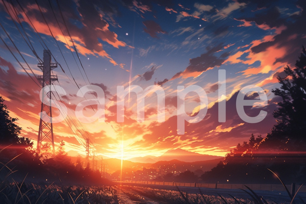 夕景のイラスト背景素材 5枚セット