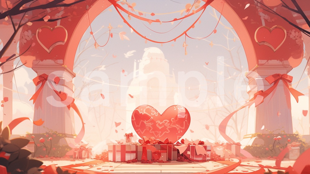 バレンタインをイメージしたイラスト背景素材 5枚セット