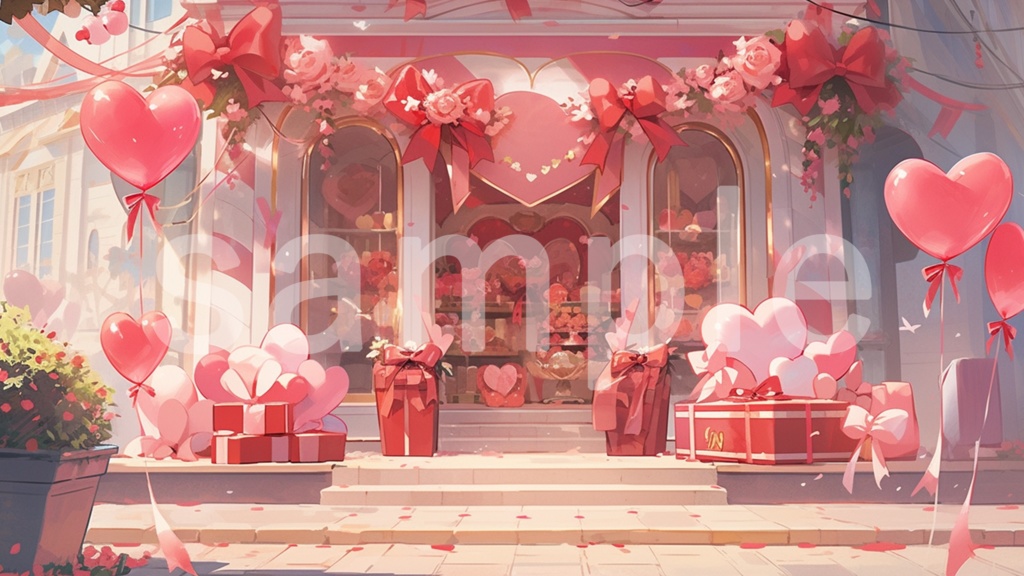 バレンタインをイメージしたイラスト背景素材 5枚セット