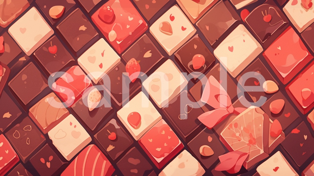 バレンタインチョコをイメージしたイラスト背景素材 5枚セット