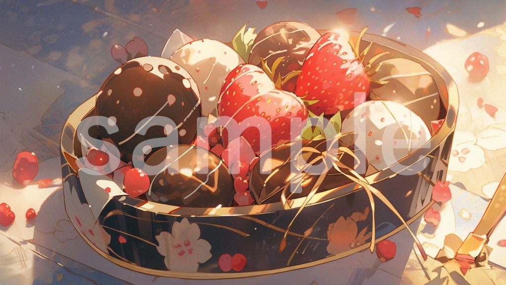 バレンタインチョコをイメージしたイラスト背景素材 5枚セット