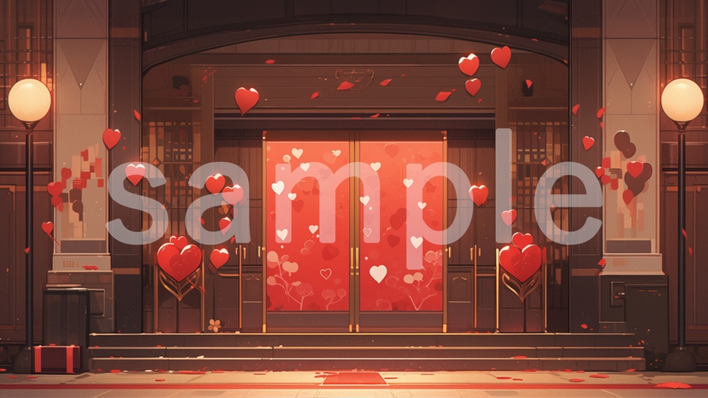 バレンタインのハートをイメージしたイラスト背景素材 5枚セット