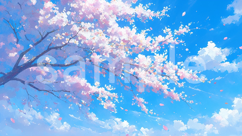 桜と青空のイラスト背景素材 5枚セット
