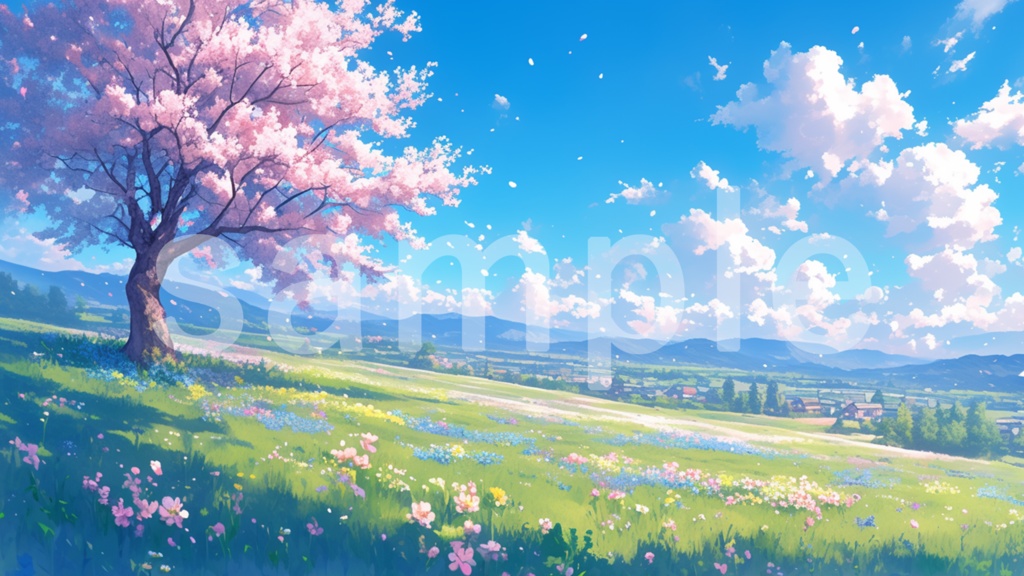 桜と青空のイラスト背景素材 5枚セット