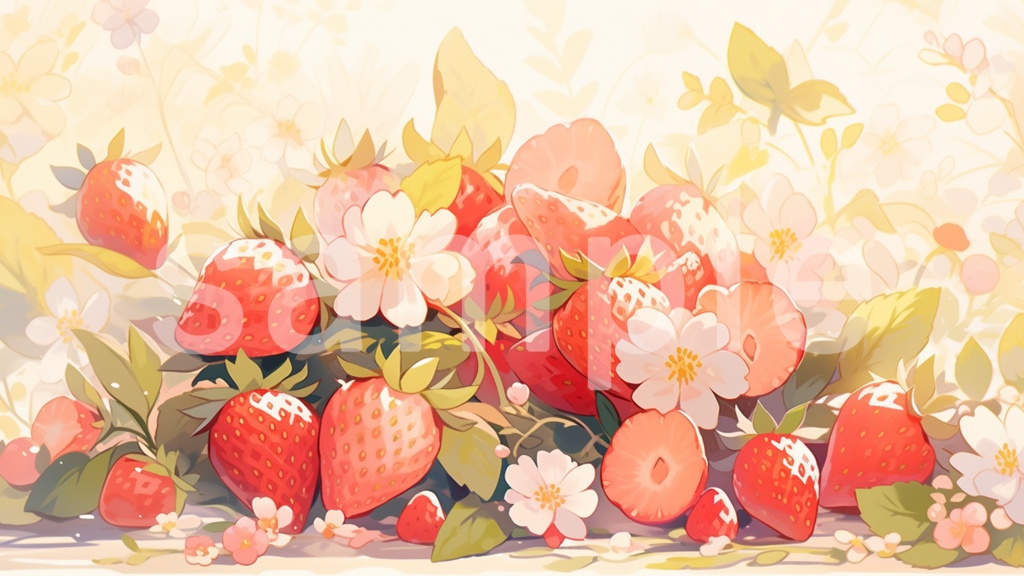 いちごのイラスト背景素材 5枚セット